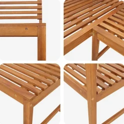 vidaXL Muebles De Jardín-Banco de esquina de jardín madera maciza de acacia 140 cm