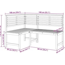vidaXL Muebles De Jardín-Banco de esquina de jardín madera maciza de acacia 140 cm