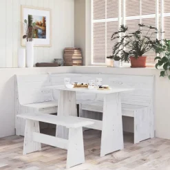 vidaXL Banco de esquina REINE madera maciza de pino 151 cm Blanco Best