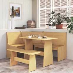vidaXL Banco de esquina REINE madera maciza de pino marrón miel 151 cm Marr&oacute;n miel Sale
