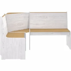 vidaXL Banco de esquina REINE madera maciza pino marrón blanco 151 cm marrón miel y blanco Best