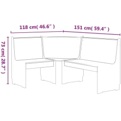 vidaXL Banco de esquina REINE madera maciza pino marrón blanco 151 cm marrón miel y blanco Best