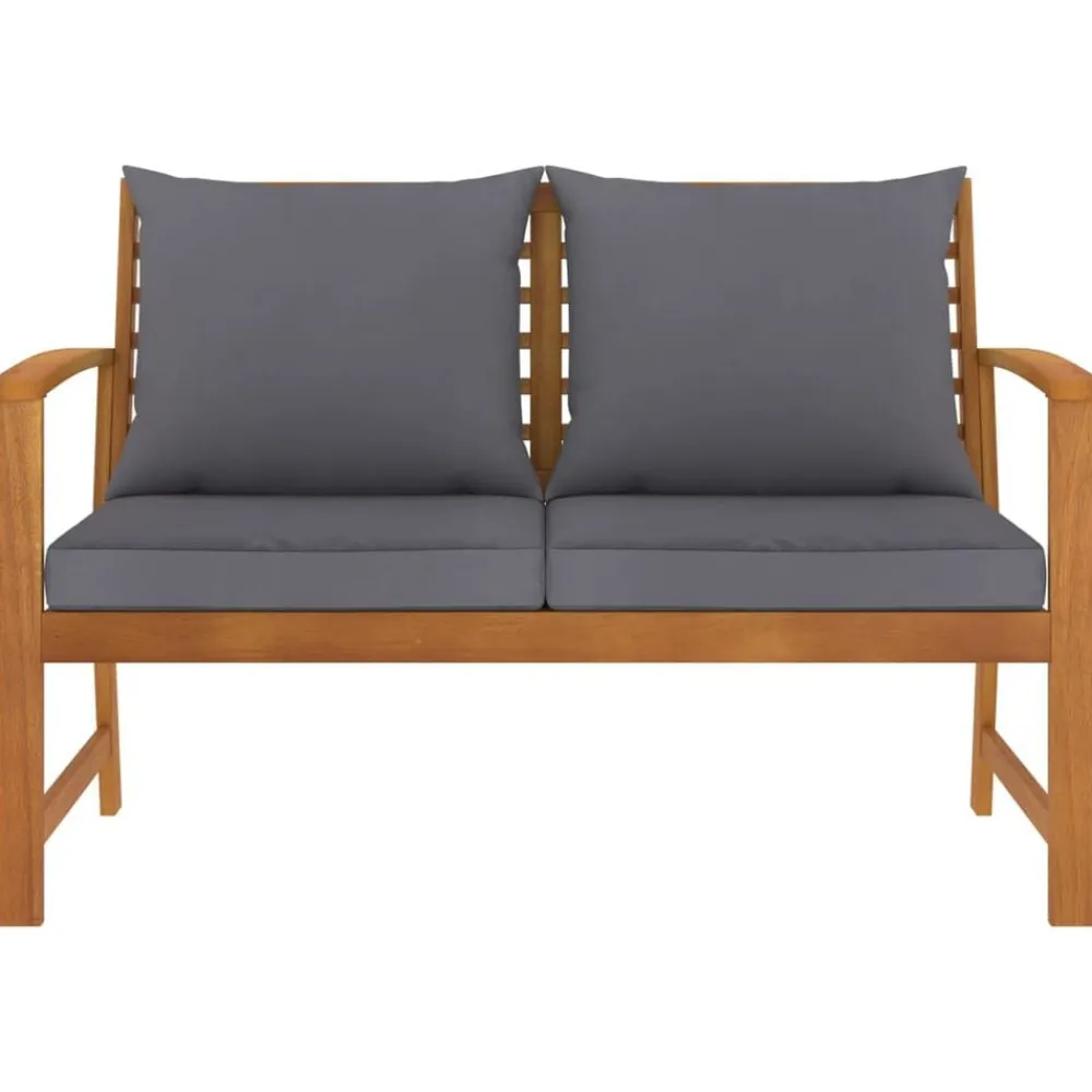 vidaXL Banco de jardín 120 cm cojines oscuro madera acacia maciza Gris Best