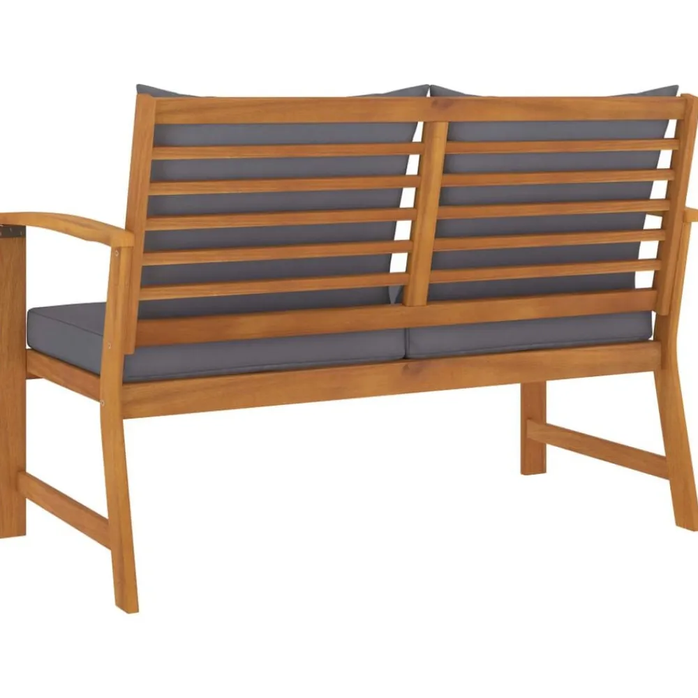 vidaXL Banco de jardín 120 cm cojines oscuro madera acacia maciza Gris Best