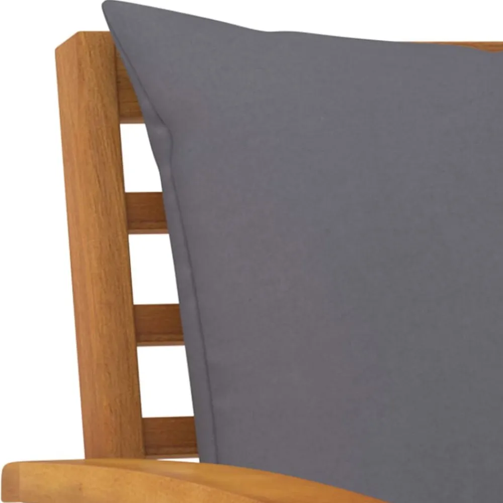 vidaXL Banco de jardín 120 cm cojines oscuro madera acacia maciza Gris Best