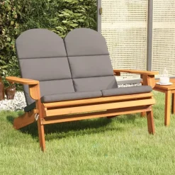 vidaXL Banco de jardín Adirondack con cojines madera de acacia 126 cm Gris oscuro Best