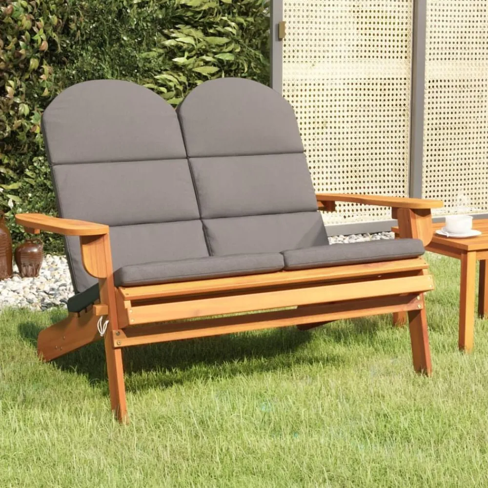 vidaXL Banco de jardín Adirondack con cojines madera de acacia 126 cm Gris oscuro Best