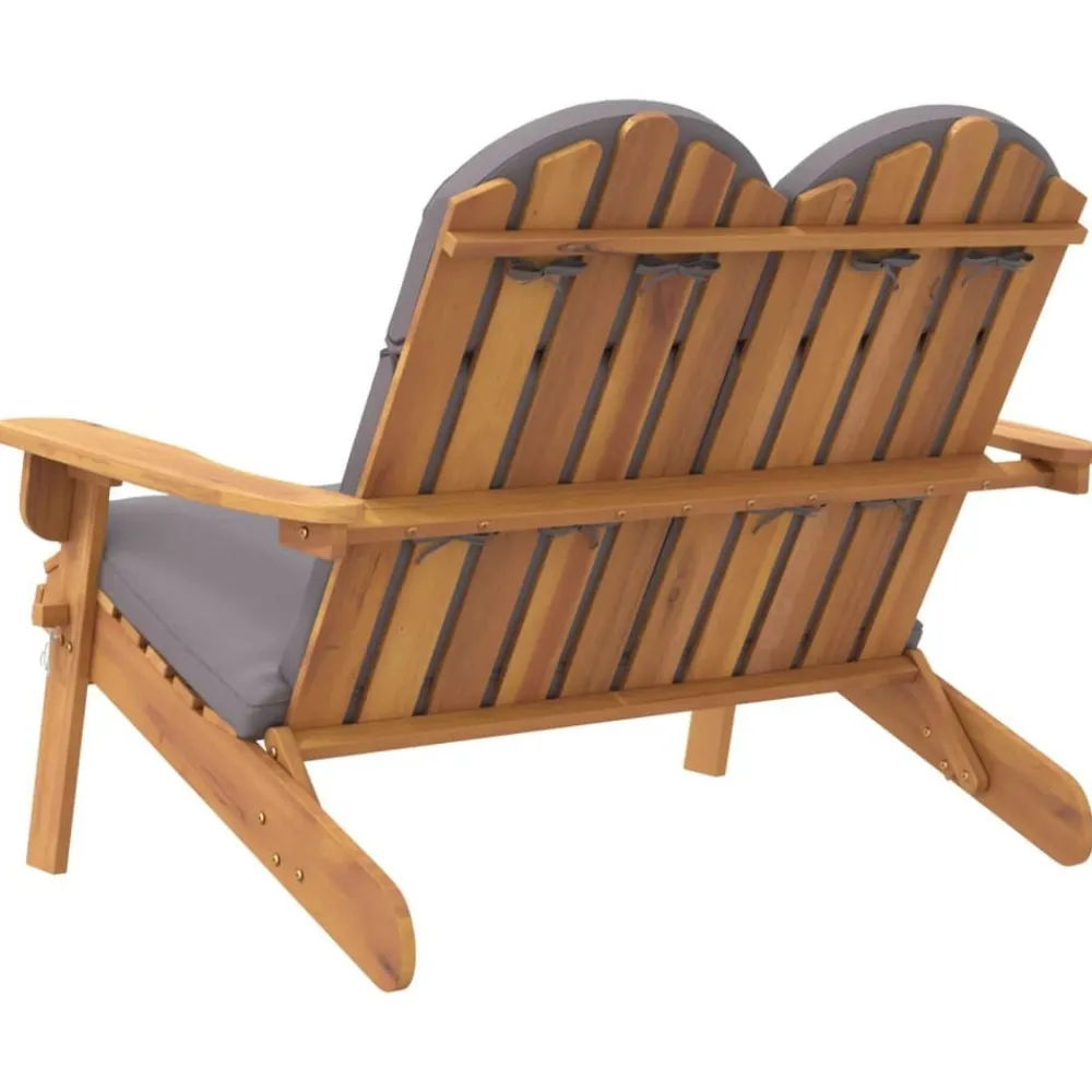 vidaXL Banco de jardín Adirondack con cojines madera de acacia 126 cm Gris oscuro Best