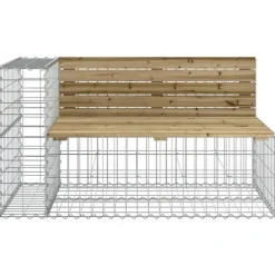 vidaXL Muebles De Jardín-Banco de jardín con cesta de gaviones madera de pino impregnada