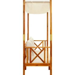 vidaXL Banco de jardín con toldo madera maciza de acacia Crema Online