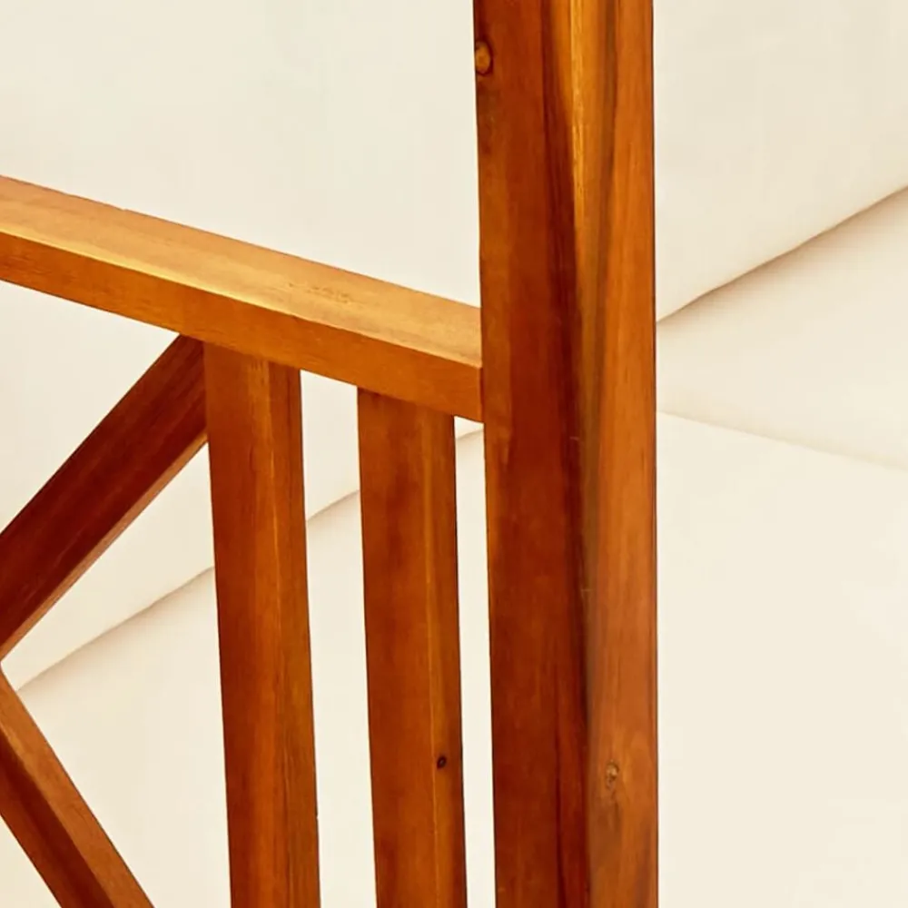 vidaXL Banco de jardín con toldo madera maciza de acacia Crema Online