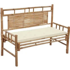 vidaXL Muebles De Jardín-Banco de jardín con cojín bambú 120 cm