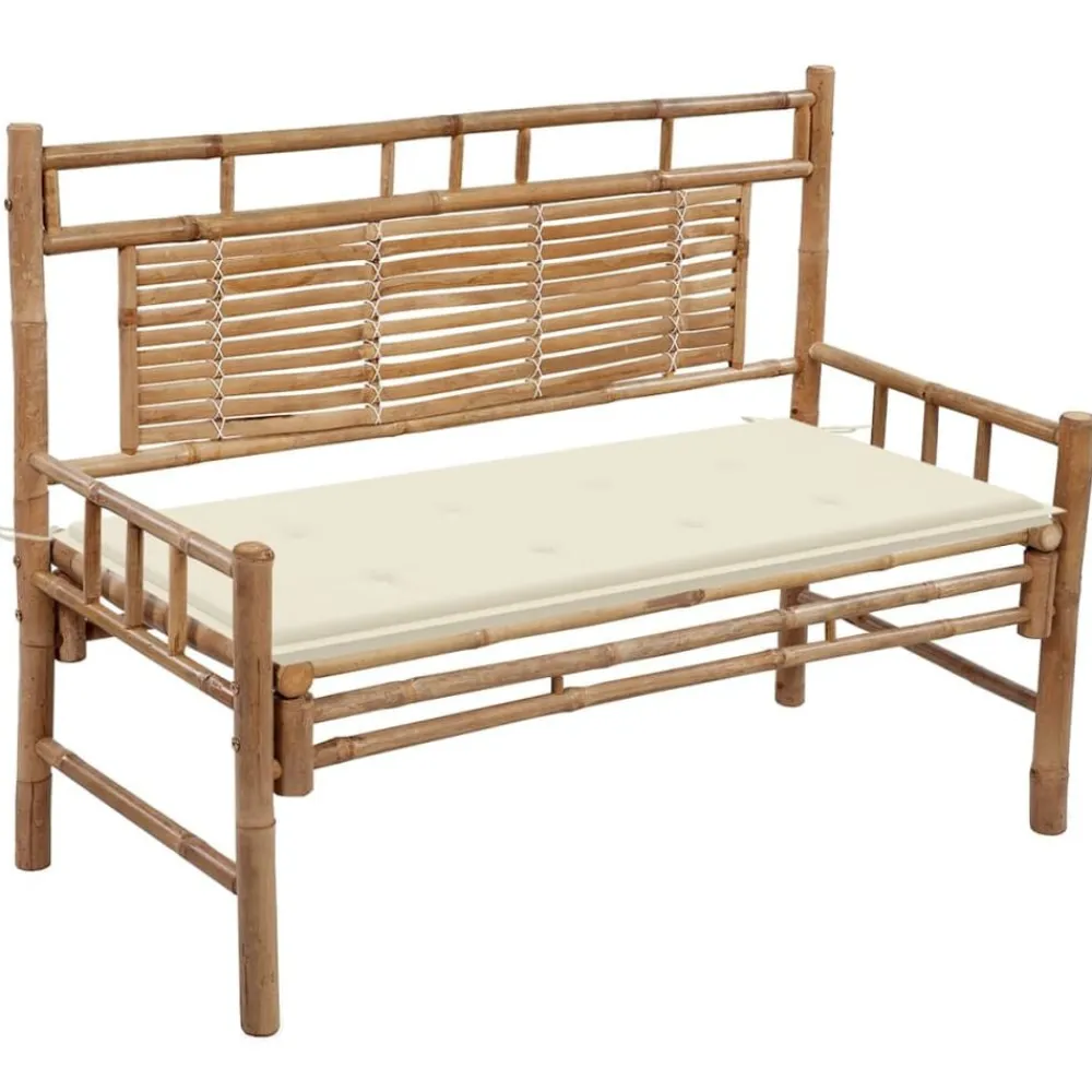 vidaXL Muebles De Jardín-Banco de jardín con cojín bambú 120 cm