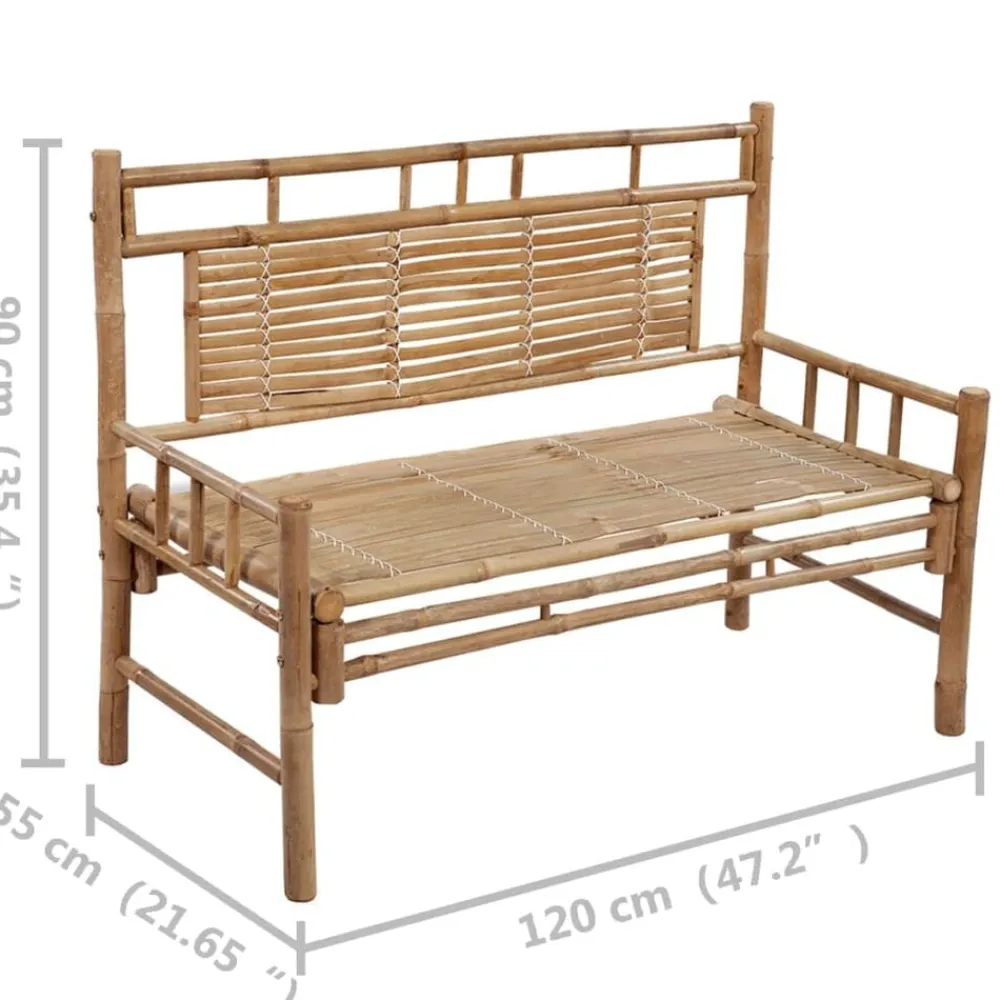 vidaXL Muebles De Jardín-Banco de jardín con cojín bambú 120 cm