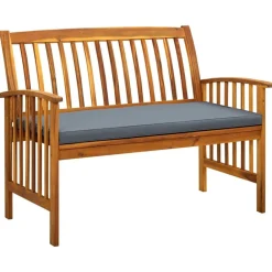 vidaXL Muebles De Jardín-Banco de jardín con cojines 119 cm madera maciza de acacia