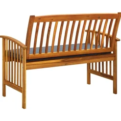 vidaXL Muebles De Jardín-Banco de jardín con cojines 119 cm madera maciza de acacia
