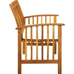 vidaXL Banco de jardín con cojines 119 cm madera maciza de acacia Crema Discount