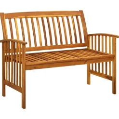 vidaXL Banco de jardín con cojines 119 cm madera maciza de acacia Crema Discount
