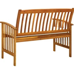 vidaXL Banco de jardín con cojines 119 cm madera maciza de acacia Crema Discount