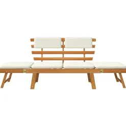 vidaXL Muebles De Jardín-Banco de jardín con cojines 2 en 1 190 cm madera maciza acacia