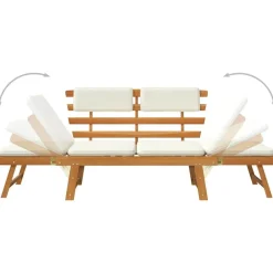 vidaXL Muebles De Jardín-Banco de jardín con cojines 2 en 1 190 cm madera maciza acacia