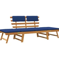 vidaXL Muebles De Jardín-Banco de jardín con cojines 2 en 1 190 cm madera maciza acacia