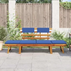 vidaXL Muebles De Jardín-Banco de jardín con cojines 2 en 1 190 cm madera maciza acacia