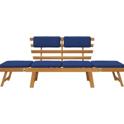 vidaXL Muebles De Jardín-Banco de jardín con cojines 2 en 1 190 cm madera maciza acacia