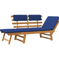 vidaXL Muebles De Jardín-Banco de jardín con cojines 2 en 1 190 cm madera maciza acacia
