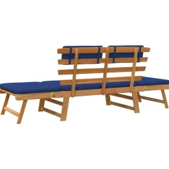 vidaXL Muebles De Jardín-Banco de jardín con cojines 2 en 1 190 cm madera maciza acacia