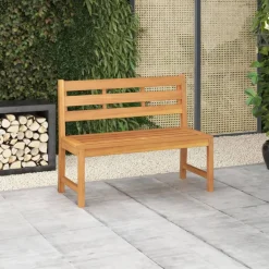 vidaXL Banco de jardín de madera maciza de teca 114 cm Discount