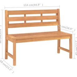 vidaXL Banco de jardín de madera maciza de teca 114 cm Discount