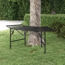 vidaXL Muebles De Jardín-Banco de jardín de acero negro 113 cm