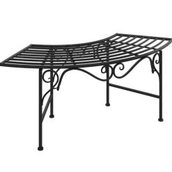 vidaXL Muebles De Jardín-Banco de jardín de acero negro 113 cm