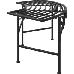vidaXL Muebles De Jardín-Banco de jardín de acero negro 113 cm