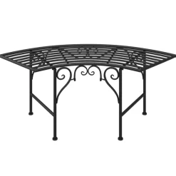 vidaXL Muebles De Jardín-Banco de jardín de acero negro 113 cm