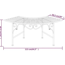 vidaXL Muebles De Jardín-Banco de jardín de acero negro 113 cm