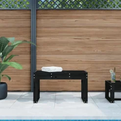 vidaXL Banco de jardín madera maciza de 80x38x45 cm Pino negro Outlet