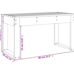 vidaXL Banco de jardín madera maciza de 80x38x45 cm Pino negro Outlet