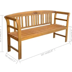 vidaXL Banco de jardín madera maciza de acacia 157 cm Discount