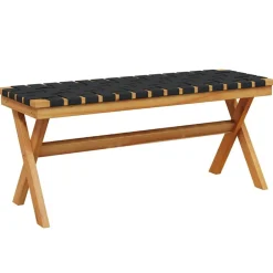 vidaXL Banco de jardín madera maciza de acacia y tela Negro Best