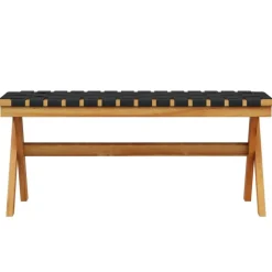 vidaXL Banco de jardín madera maciza de acacia y tela Negro Best