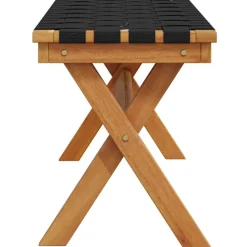 vidaXL Banco de jardín madera maciza de acacia y tela Negro Best