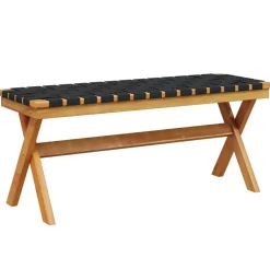 vidaXL Banco de jardín madera maciza de acacia y tela Negro Best