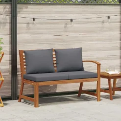 vidaXL Muebles De Jardín-Banco de jardín madera de acacia y cojines 114,5 cm