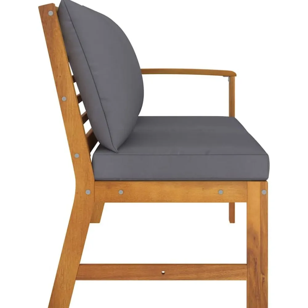 vidaXL Muebles De Jardín-Banco de jardín madera de acacia y cojines 114,5 cm