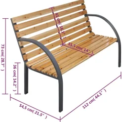 vidaXL Banco de jardín madera maciza abeto 112 cm Marrón Outlet