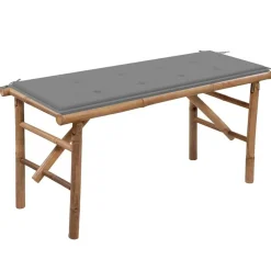 vidaXL Banco de jardín plegable con cojín bambú 118 cm Gris Best