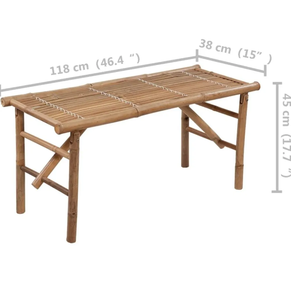 vidaXL Banco de jardín plegable con cojín bambú 118 cm Gris Best