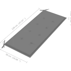 vidaXL Banco de jardín plegable con cojín bambú 118 cm Gris Best